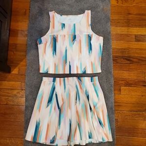 XL Decree 2pc sleeveless crop top mini skirt set